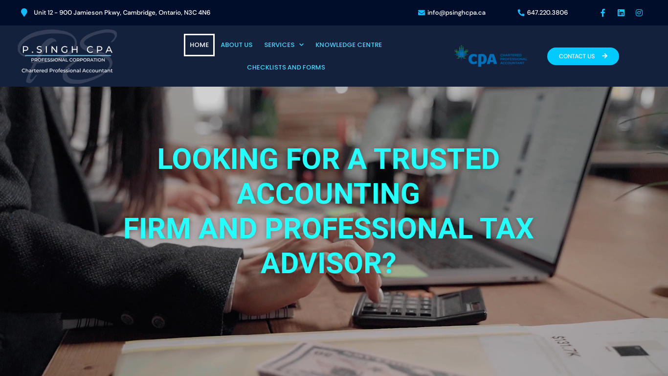 Trusted Tax & Accounting firm in Canada _ CPA near me - P.Singh CPA