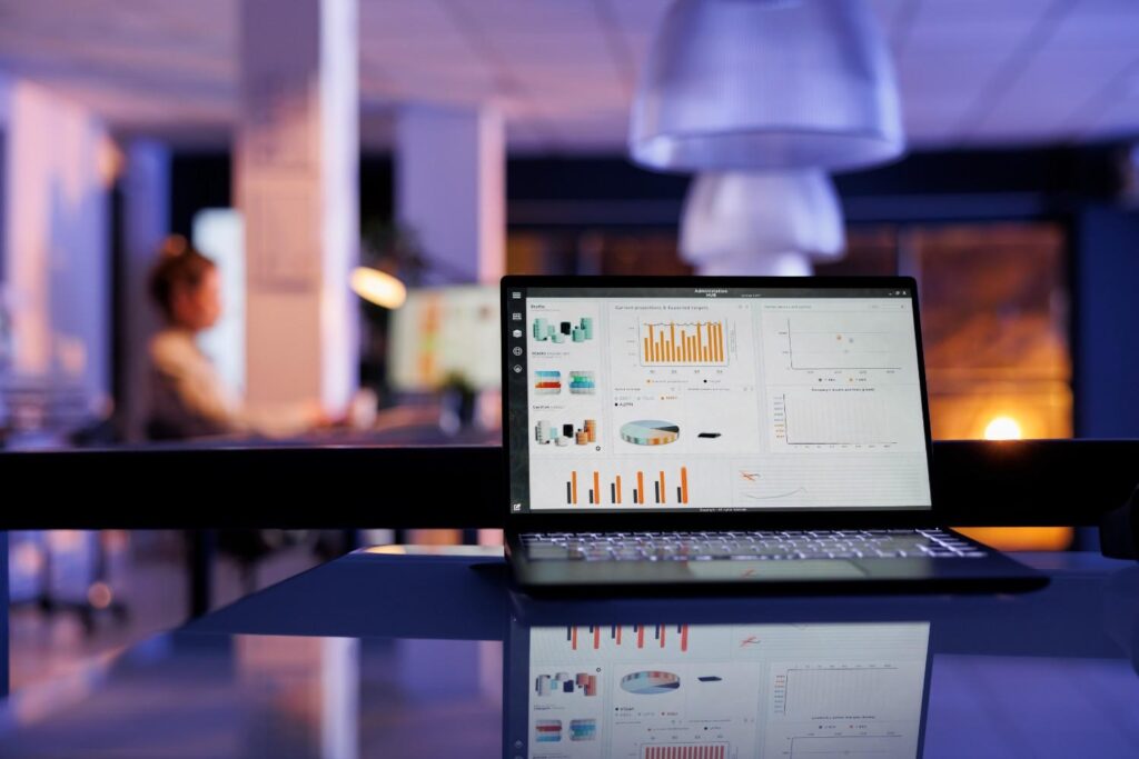 A laptop screen showing the website SEO graphics.